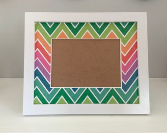 Chevron  Zig Zag Rainbow Picture Frame | Personalized Picture Frame 5x7