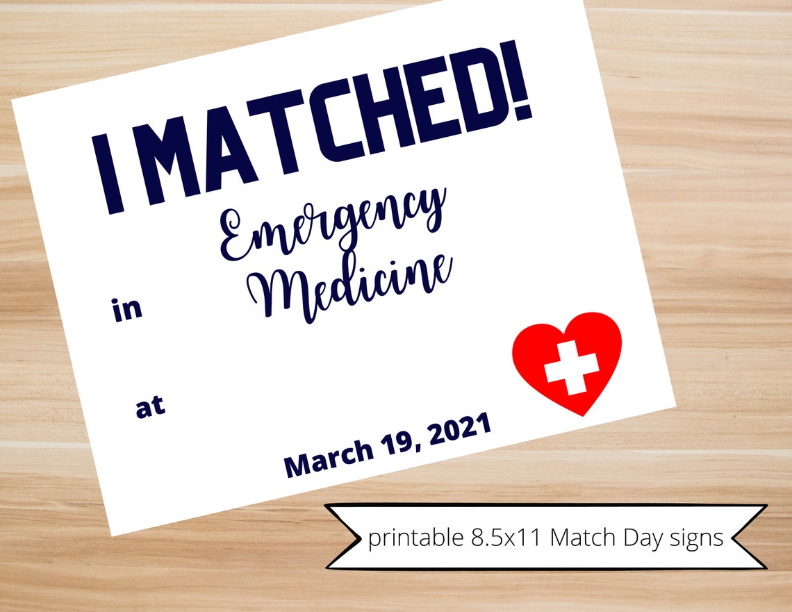 Residency Match Day Signs 8.5x11 Printable Signs Virtual