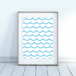 Stampa minimalista di onde oceaniche per il bagno dei bambini / Download immediato / 8x10 e 11x14 pollici