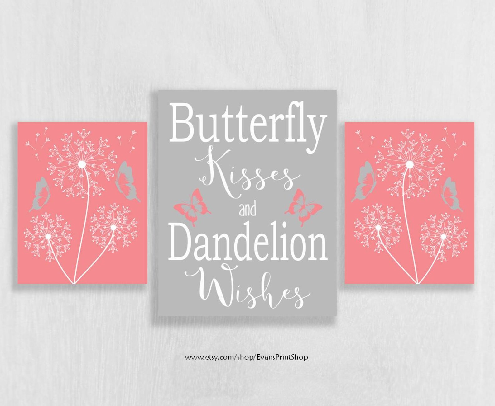 CANVAS Pink and Grey Nursery Decor Set of 3 Pink and Gray Etsy