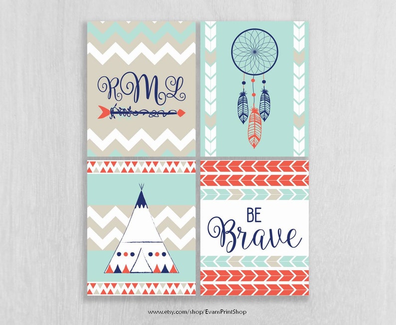 CANVAS Tribal Nursery Wall Art Prints Set of 4 Tribal Decor Etsy