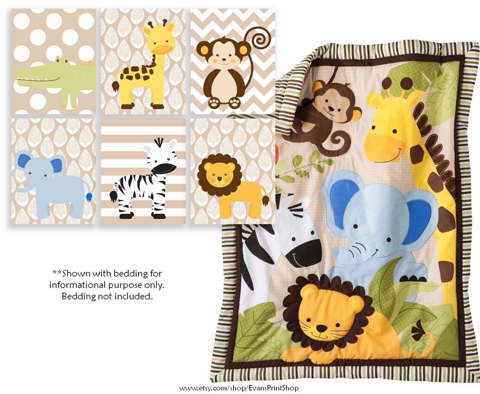 CANVAS Jungle Nursery Decor Set of 6 Jungle Buddies Baby Etsy