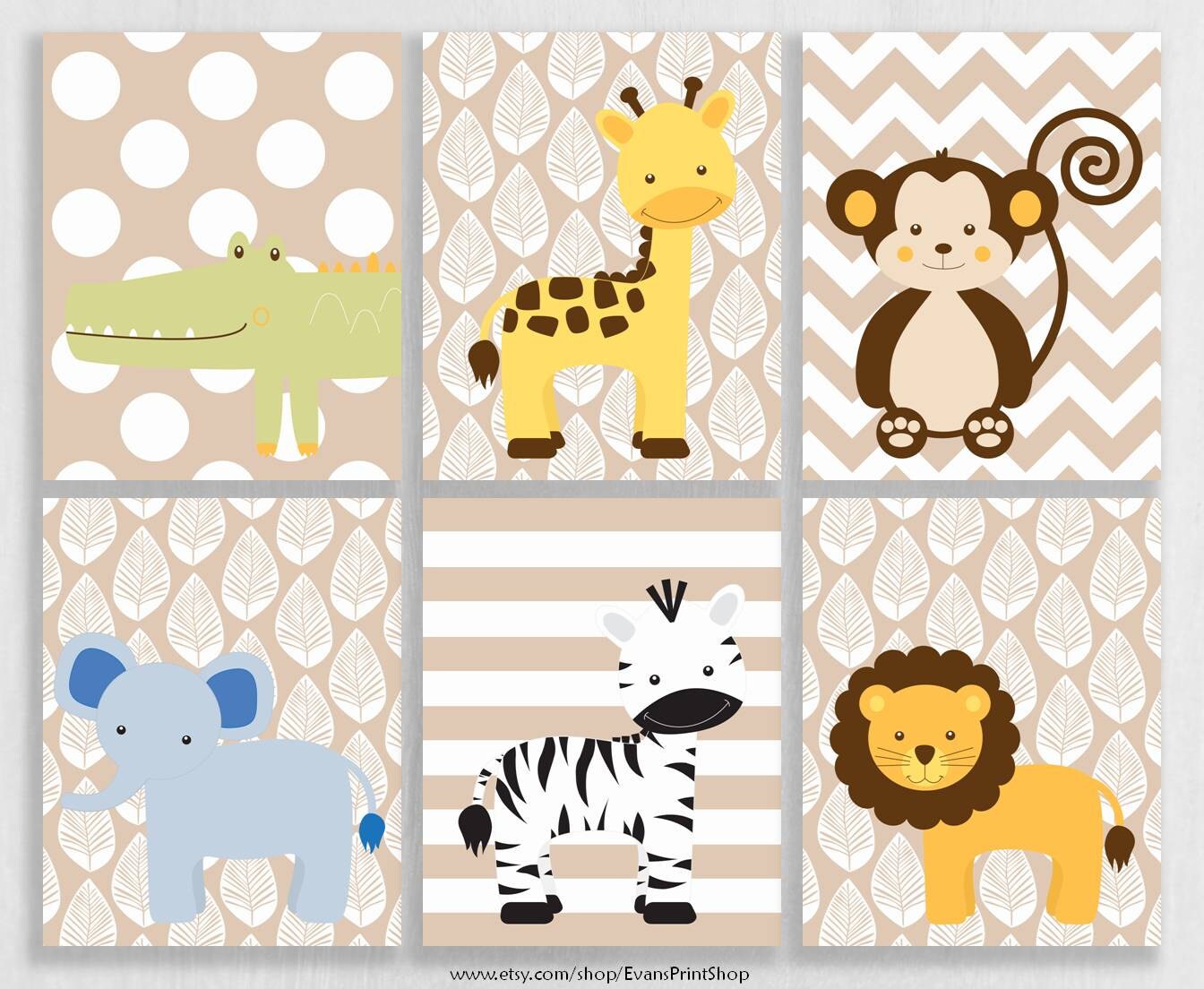 CANVAS Jungle Nursery Decor Set of 6 Jungle Buddies Baby Etsy