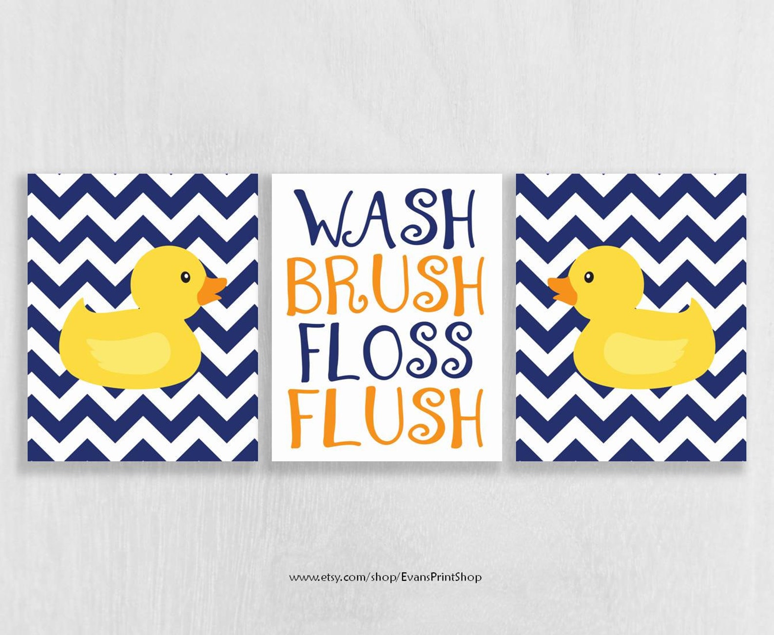 Bathroom Wall Art Prints Set of 3 Bathroom Decor Rubber Etsy