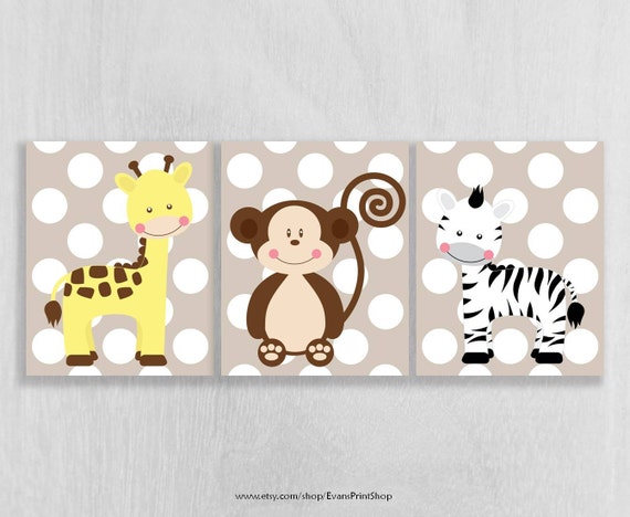 Safari Nursery Wall Art Prints Set Of 3 Jungle Nursery Art Etsy