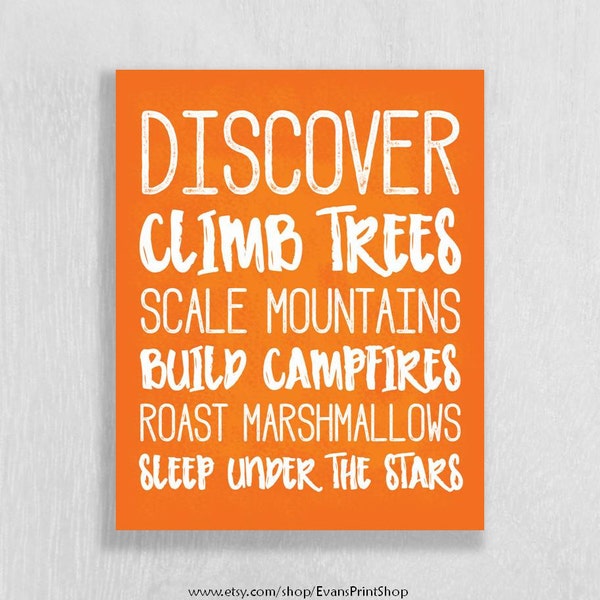 Camping Nursery Wall Art Print - Adventure Nursery Art - Discover, Sleep Under The Stars - Art for Children - Woodland Art - Camping Decor