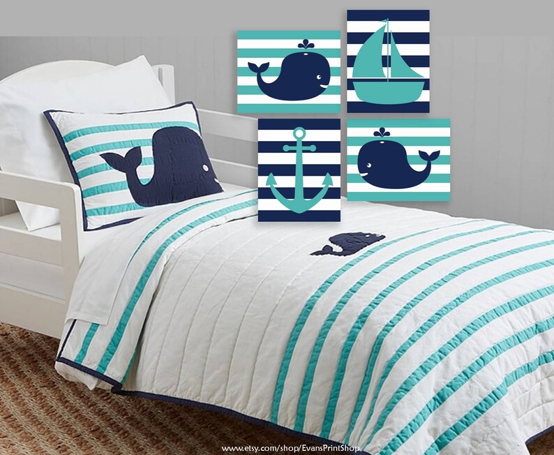 CANVAS Whale Nursery Decor Hamptons Whale Nautical Nursery Etsy