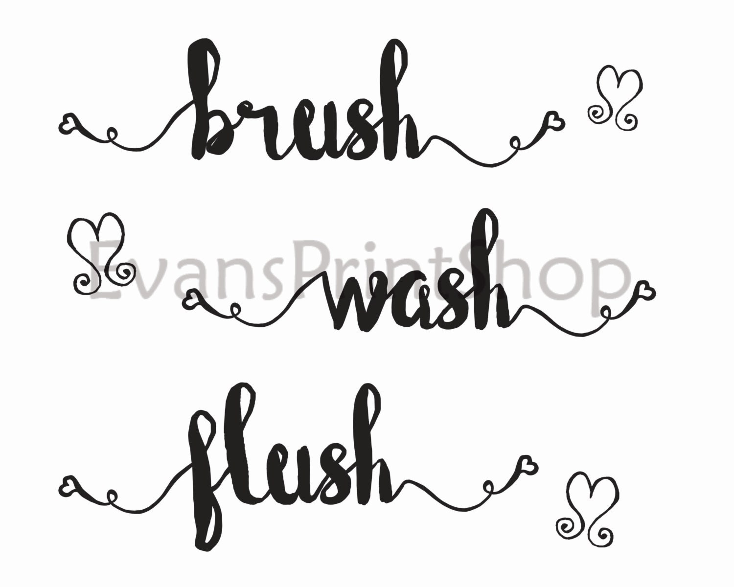Bathroom Art Download Brush Wash Flush Instant Download Etsy
