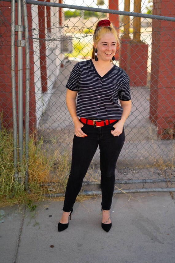 1980s Red and Black Mondi Leather Belt - image 2