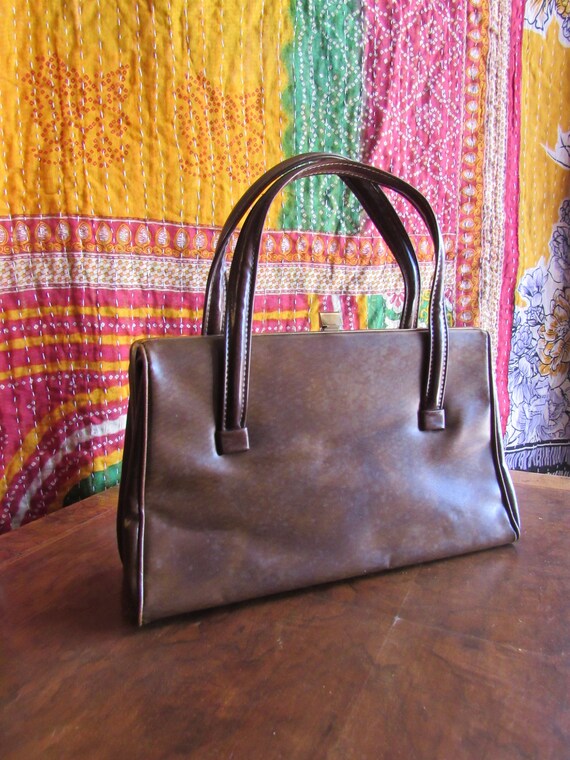 50's/60's Vinyl Brown Box Shoulder Bag main image 0