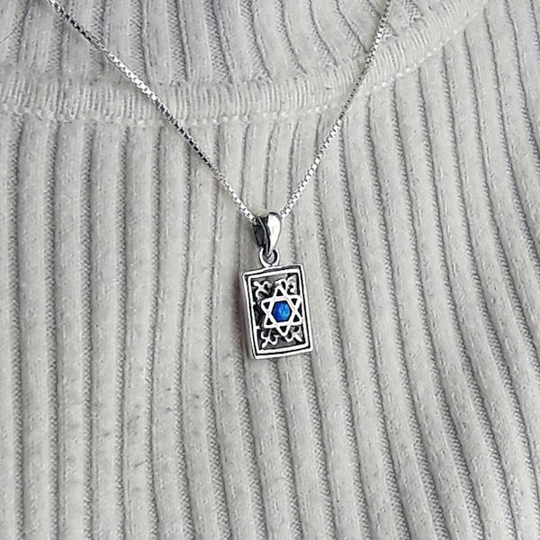 Star of David necklace women, Star of David opal necklace, Jewish woman gift, Judaica jewelry, Israeli jewelry, Jewish jewelry,