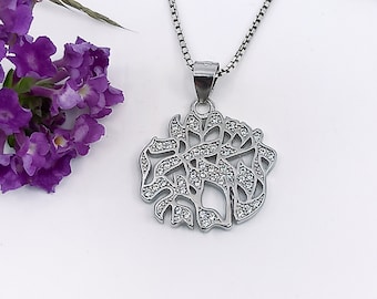 Shema Israel necklace, sterling silver Jewish jewelry, zircon