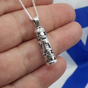 Mezuzah necklace with Shema Israel Scroll