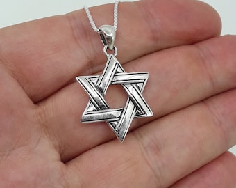 Big star of David for men's or boys solid 925 silver