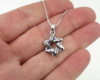 Star of David, Jewish star necklace, Men's star of David necklace, Shema Israel necklace, 925 silver necklace, gift for men, Judaica jewelry