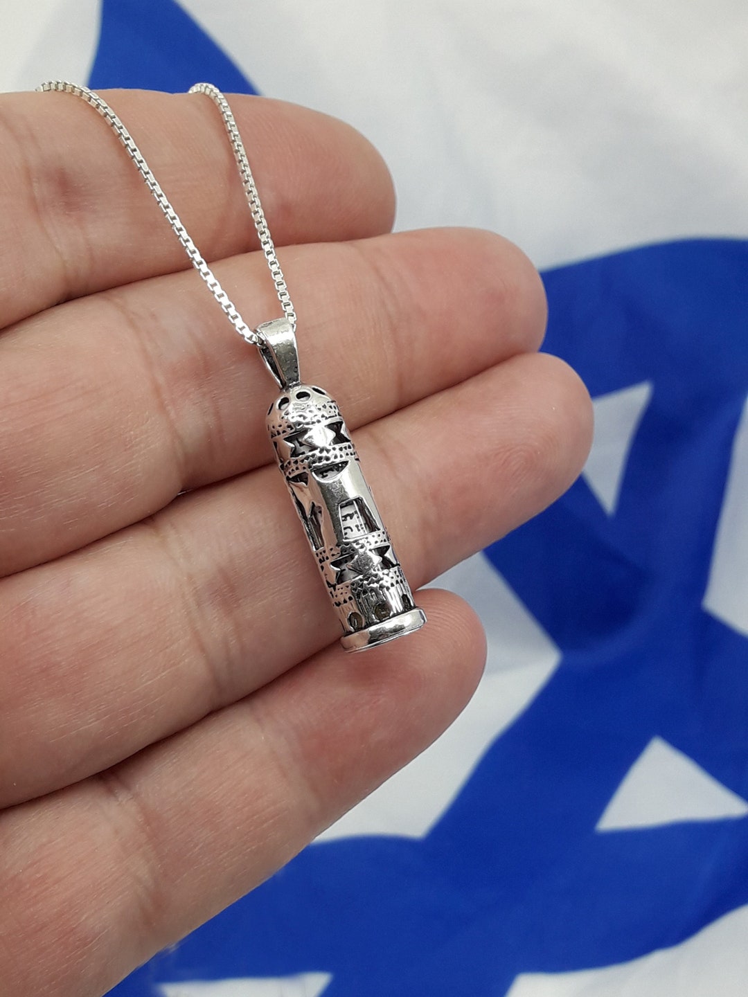 Mezuzah Necklace With Shema Israel Scroll Etsy
