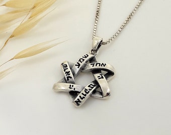 Collar de estrella de David grande Shema Israel, collar de estrella de David para hombres, collar hebreo,
