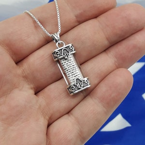 Jewish Mezuzah necklace with Shema scroll