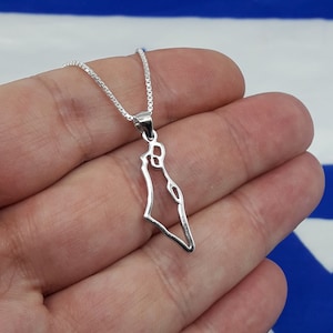 Jewish map of Israel necklace, 925 solid silver