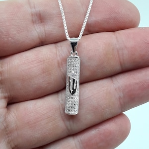 Jewish Mezuzah necklace with zircons