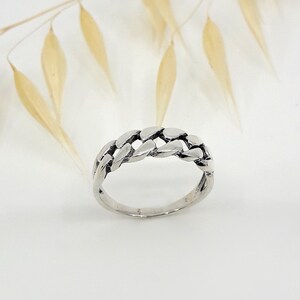 925 Sterling Silver Stone Gourmet Chain Ring - Etsy