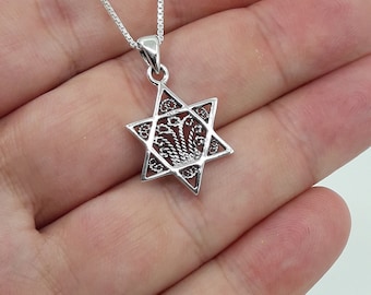 925 Filigree Star of David woman necklace