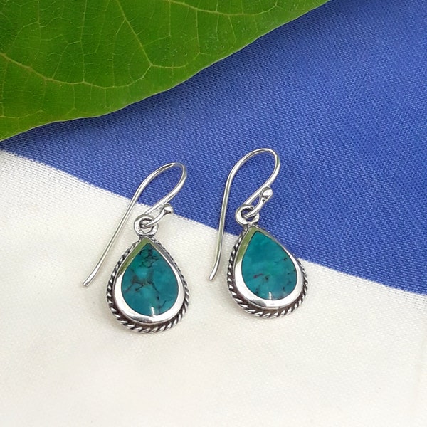 Eilat stone earrings, water drop earrings, Israeli jewelry, 925 Woman earrings, Jewish woman gift, Gift for her,