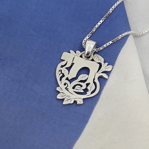 Chai Necklace, 925 silver chai, Hebrew latter Necklace, floral Chai pendant, Woman gift, Jewish jewelry