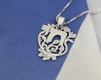 Collier chai, chai en argent 925, collier hébreu dernier cri, pendentif floral chai, cadeau femme, bijoux juifs