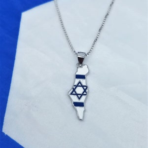 Collier carte d'Israël, collier inspirant, bijoux carte d'Israël en argent massif 925