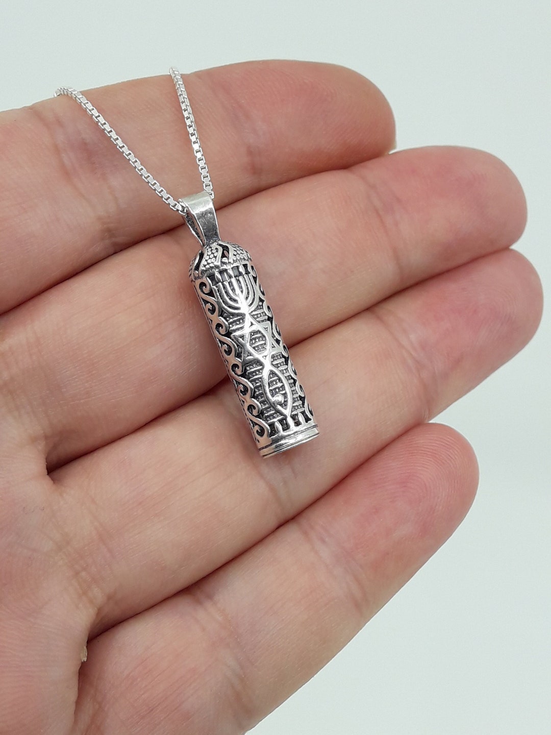 Mezuzah Necklace With Shema Israel Scroll - Etsy
