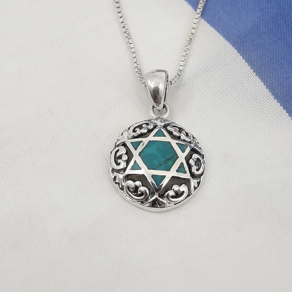 Star of David necklace women, Star of David Eilat stone necklace, Jewish woman gift, Judaica jewelry, Israeli jewelry, Jewish jewelry,