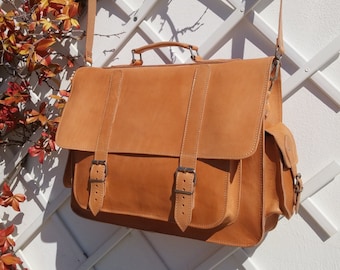 Bolso bandolera de piel flor para portátil de 17 pulgadas: maletín profesional