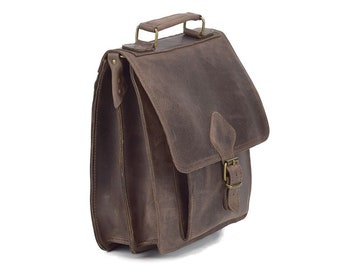 Handmade Full Grain Leather Messenger Bag: Compact Crossbody Shoulder Bag