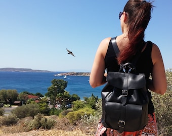 Black Leather Backpack, Laptop Backpack, College Backpack 100% Full Grain Leather Handmade in Greece - 6 COLORS AVAILABLE!