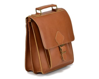 Handgefertigte Umhängetasche aus Vollleder: Netbook Tablet Crossbody
