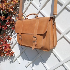 Sac d’affaires en cuir / Sac messager en cuir pleine fleur / Porte-documents en cuir pour hommes.