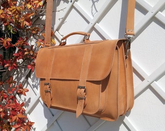 Leather Business Bag / Full Grain Leather Messenger Bag / Leather Briefcase for Men.