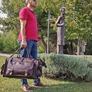 Leather Travel Bag Overnight Bag, Leather Carryall Bag, Weekender Bag, Travel Bag from Full Grain Leather. image 1