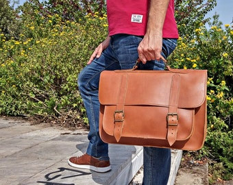 Vollmaserleder Messenger Bag / Premium Leder Aktentasche / handgemachte Laptoptasche.