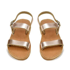 Baby Leather Sandals Rose Gold Kid's Sandals Children Sizes Slingback Shoes with Buckles, Birthday Gift, Baby Shower Gift, Leather Gifts. image 4