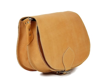 Bolso bandolera de piel flor: bolso de hombro hecho a mano