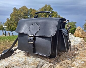 DSLR Camera Bag, Full Grain Leather Camera Case. 100% Full Grain Leather Bag, Handmade in Greece.