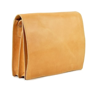 Full Grain Leather Messenger Bag: Unisex Crossbody Laptop Business Bag