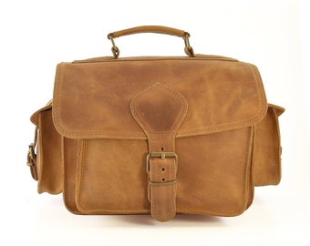 Waxed Leather Camera Bag Handmade in Greece from Full Grain Leather by LeatherStrata