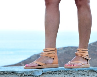Leather Sandals for Women, Thong Sandals Handmade in Greece, Genuine Calf Leather Shoes, Low Platform Summer Shoes, Comfortable Sandals.