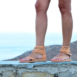 Leather Sandals for Women, Thong Sandals Handmade in Greece, Genuine Calf Leather Shoes, Low Platform Summer Shoes, Comfortable Sandals.