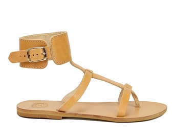Handmade Leather Ankle Strap Sandals: Greek Gladiator Design