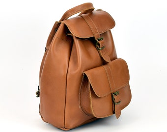Women's Backpack from Full Grain Leather Handmade in Greece. Medium / Large Size.