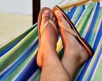 Chanclas de cuero griego hechas a mano - Sandalias de playa para hombre